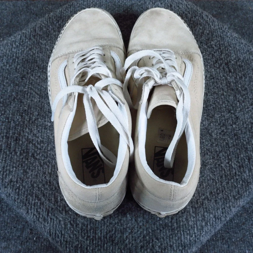 Vans Old Skool‎ Checkerboard Foxing Mens 9.5 Womens 11 Skate Shoes Cream Suede